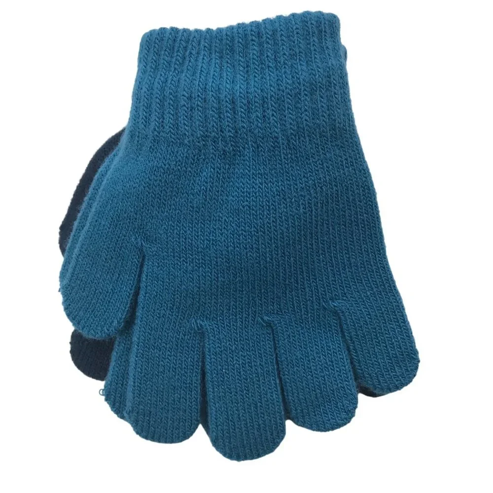 2 Pair Pack Wonder Nation Kids One Size Knit Gloves One Blue One Navy New